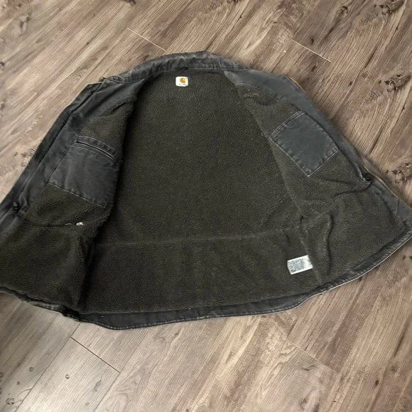 Vintage Carhartt jacket Black Work Jacket Sherpa lined RN #14806 C61 XL - Picture 7 of 9